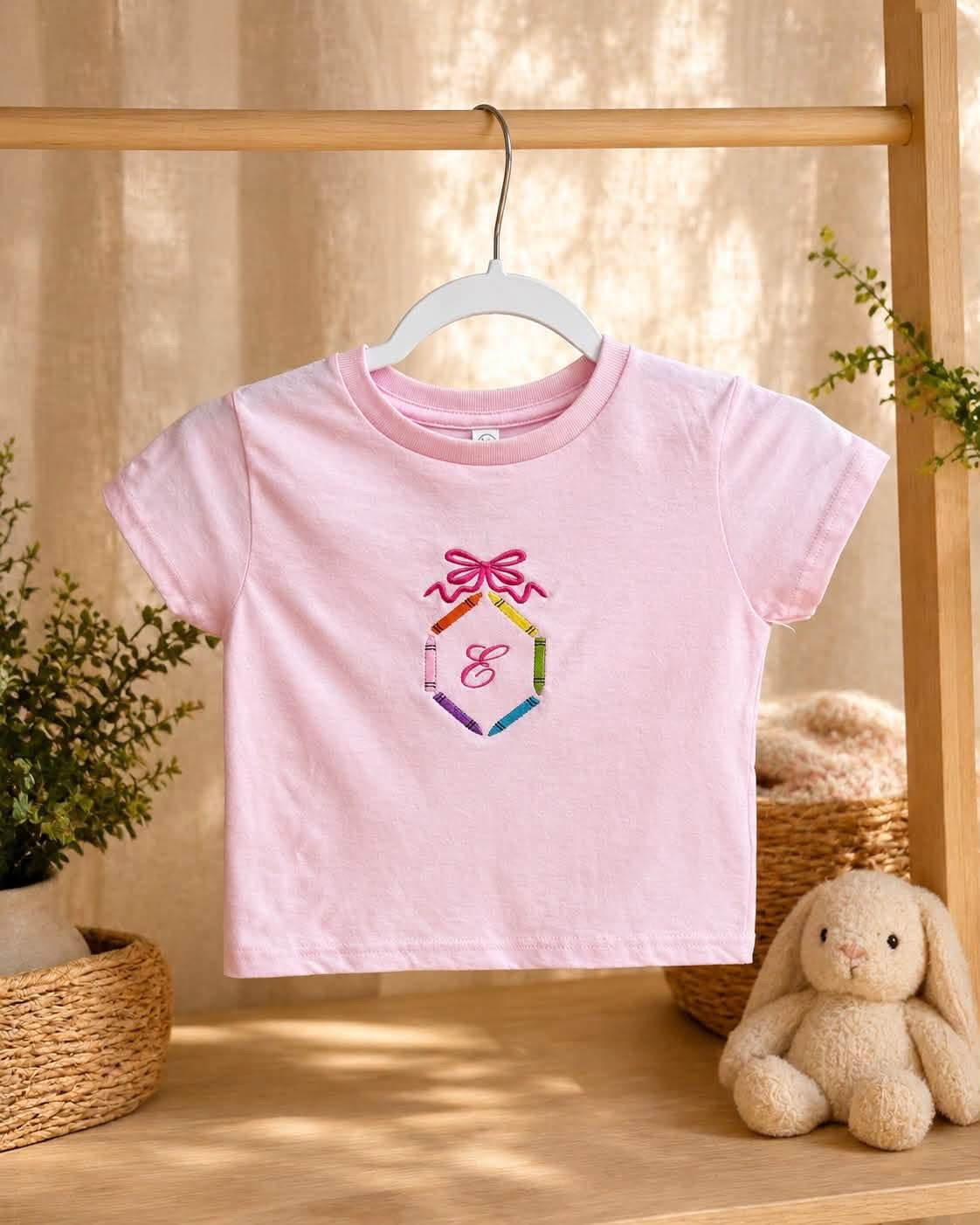 Crayon Monogram With Bow